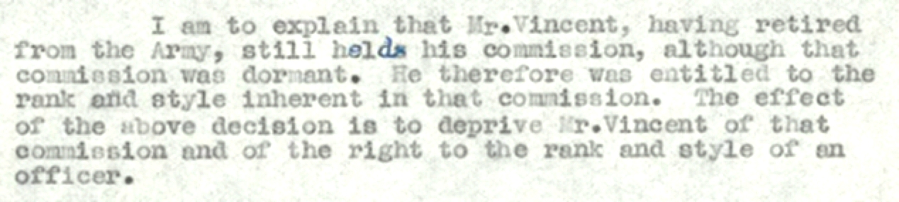 William to be advised of effect of removal from army